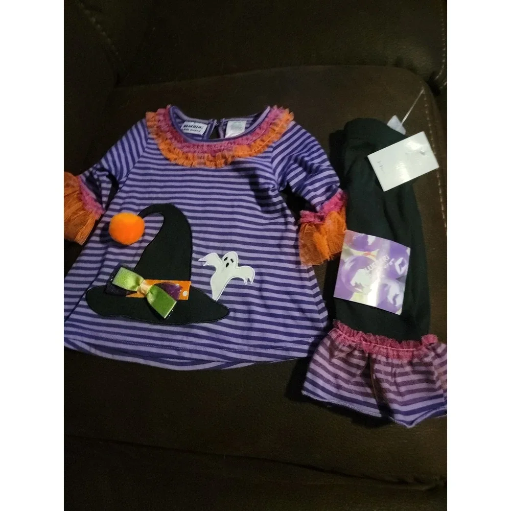 Blueberri boulevard Halloween outfit witch hat ghost size 12 months nwt